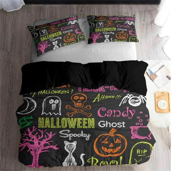 

helengili 3d bedding set halloween print duvet cover set bedclothes with pillowcase bed home textiles #yc-1241