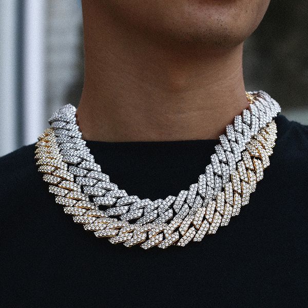 

20mm gold silver colors bling 2 rows cz miami cuban chain necklace bracelet jewelry for men punk jewelry heavy chains