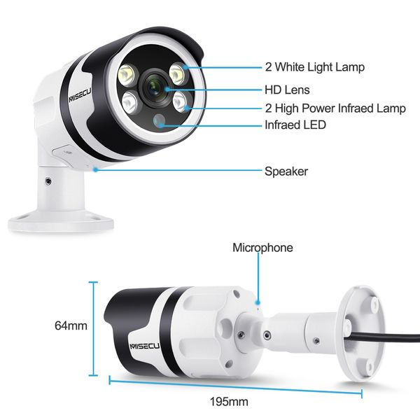 

misecu h.265 5mp 1080p poe camera two way audio human detection outdoor waterproof ip camera onvif security video surveillance