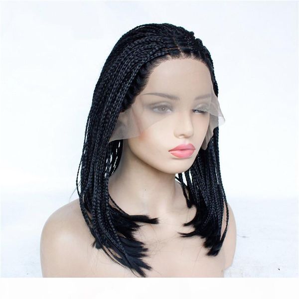 

black color dreadlocks synthetic lace front wigs braided wigs for black women simulation human hair wigs, Black;brown