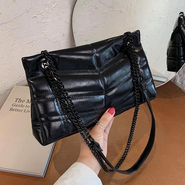 

embroidery thread fashion female 2021 new pu leather women's designer handbag lock chain shoulder messenger bag