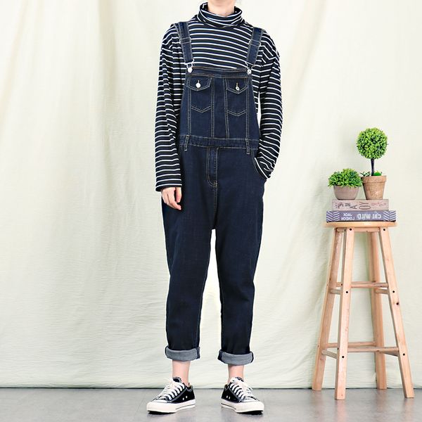 

retro denim bib men's korean slim stretch sling pants more sizes s-4xl 5xl, Black