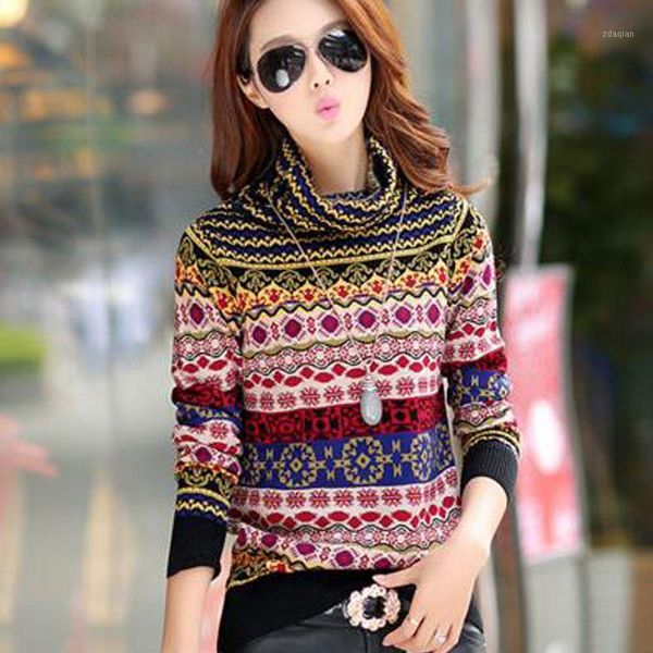 

women's sweaters wholesale- 2021 women pullover and poncho winter warm turtleneck knitted woman knitwear casual pull femme tunic plus s, White;black