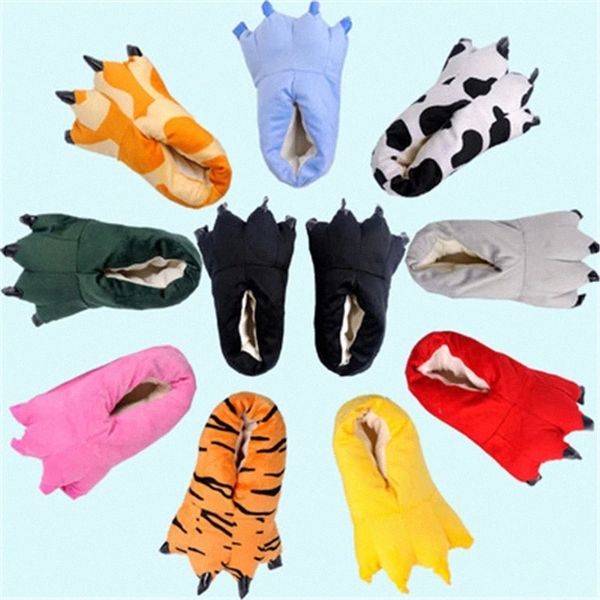

cootelili animal cartoon cotton slippers winter shoes junior footwear slippers women home dinosaur claw shoes 27-45 #ou9n, Black