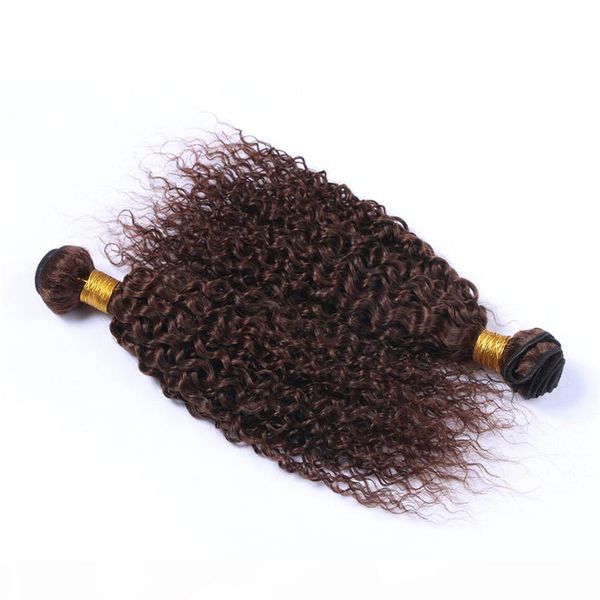 

brown curly hair deep curly 3pcs lot malaysian virgin hair curly weave bundles human hair extensions dark brown #4 wholesale price, Black;brown