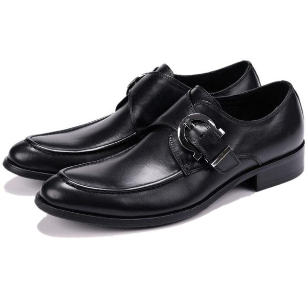

большой размер eur45 black / tan mens ботинок платья неподдельной кожи бизнес обувь мужчины формальная свадьба жених с пряжкой
