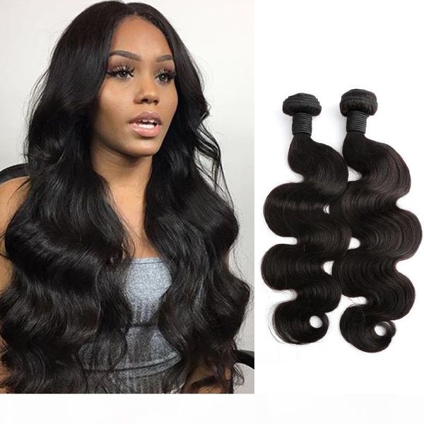 

8''~24''thick human hair weave 2pcs lot brazilian body wave natural color hair extensions julienchina bella hair bundles, Black