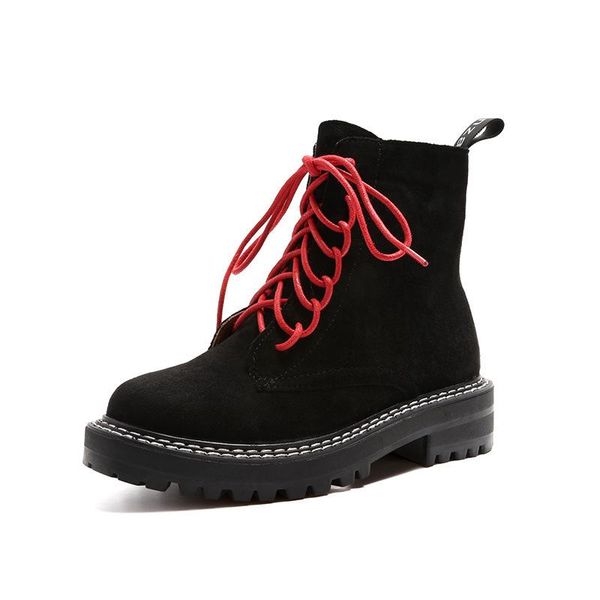 

women's white leather ankle boots women autumn winter cross strappy vintage women punk boots ladies shoes botas mujer, Black