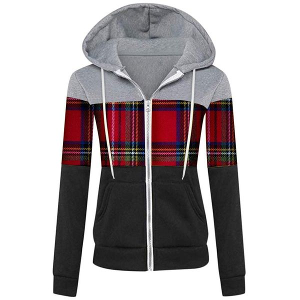 

christmas sweatshirt 2020 women's casual patchwork hooded pocket long sleeve lady swertshirt hoodie autumn for female, Black