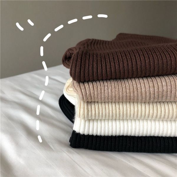 

2020 autumn winter thick sweater women knitted ribbed pullover sweater long sleeve turtleneck slim jumper soft warm pull femme, White;black