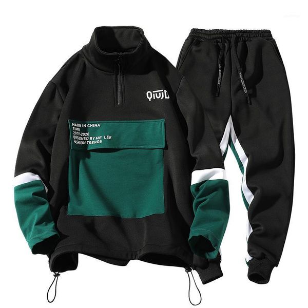 

mans hoodie heavy sport jacket suit for fall/winter black jacket korean outdoor sports long sleeve plus size men's sweatpants1