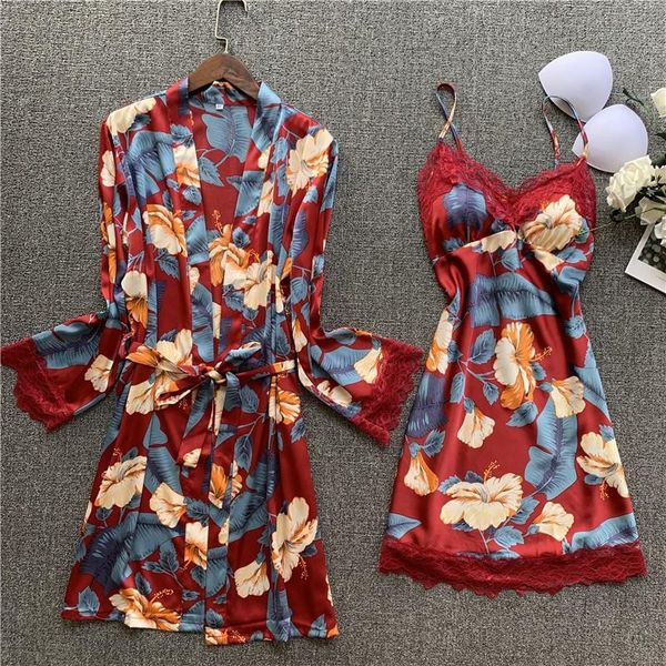 

robe sets summer super thin sleeping dress nightwear nighty robe ensembles womens lingerie intimates underwear & sleepwears, Black;red
