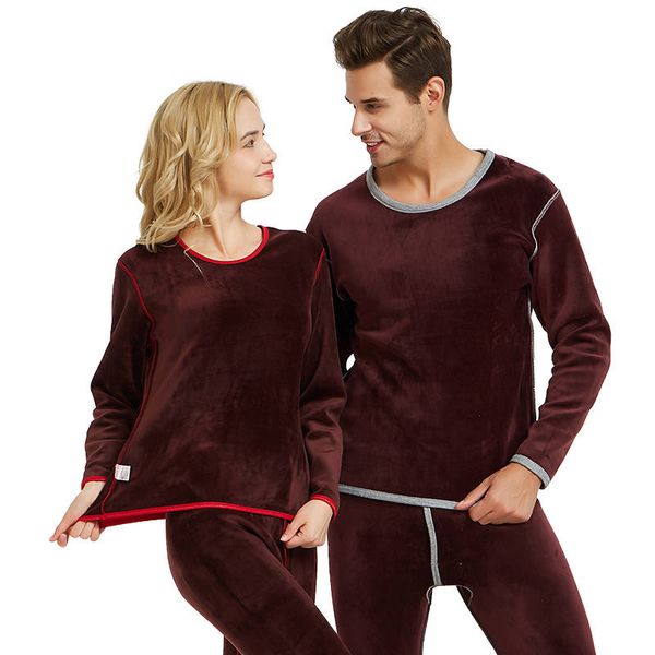 

thickened and velvet men's underwear women's autumn winter keeping suit warm pants kg-277, Black;white