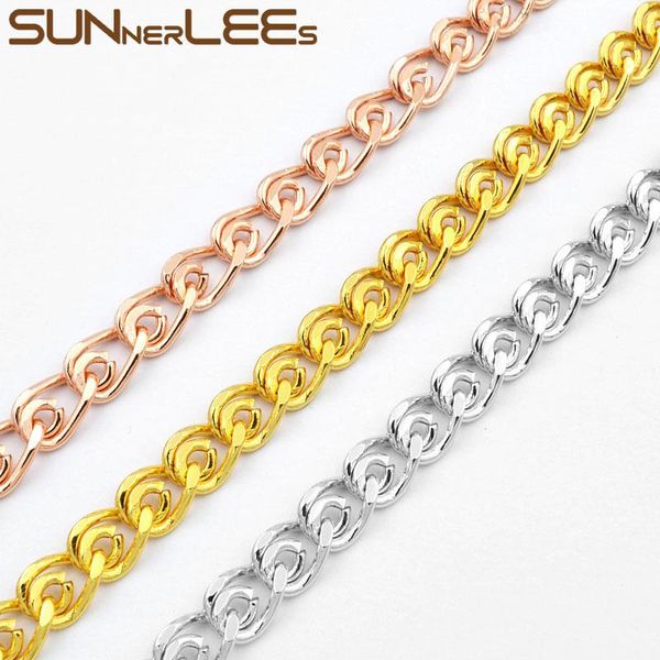 

sunnerlees мода ювелирные изделия белое розовое золотое цветовое ожерелье 6 мм сниверянка цепочка для мужской женский подарок c09 n, Silver
