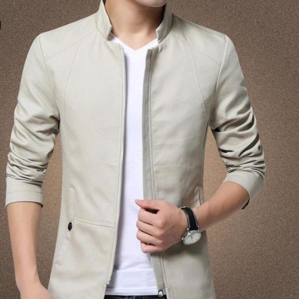 

2020autumn explosions stand collar cotton washed jacket fashion trend solid color casual slim long sleeve five-color mens jacket, Black;brown