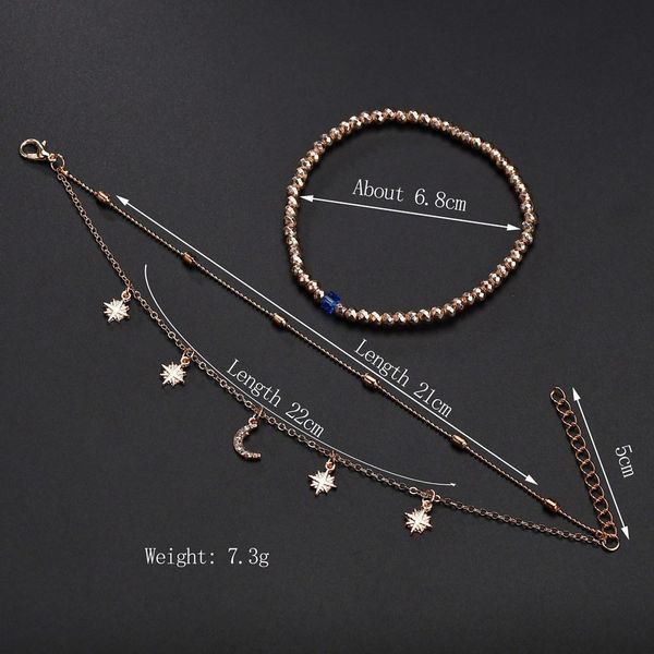 

3pcs set multilayer bohemian stars moon anklets for women vintage summer beach female charm barefoot sandal leg chain jewelry h bbypbd, Red;blue