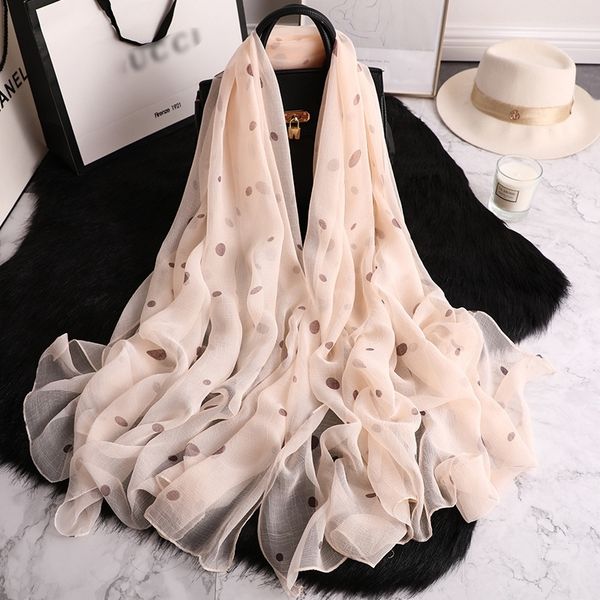 

summer women scarf big size pashmina silk scarves dot print beach stoles shawls and wraps silk scarves hijabs y201007, Blue;gray