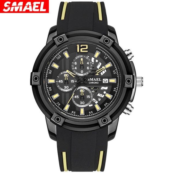 

smael smier sports three eye chronograph men's multi-function waterproof electronic watch fashion men's and women's watch, Slivery;brown