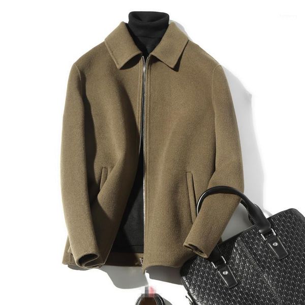 

double-side woolen coat autumn winter jacket men 100% wool coat streetwear windbreaker mens jackets and lm18-1025 my18591, Black