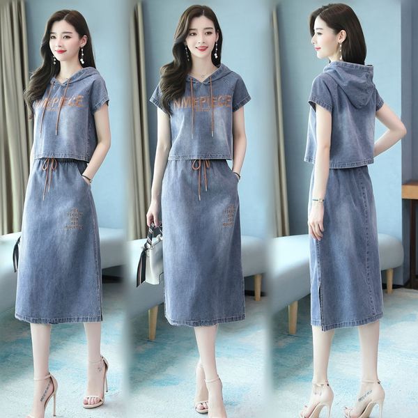 

2-piece 2020 summer new junior denim dressdenim dress 2-piece set 2020 summer new fashion fashion junior dress set 5lwih, Gray