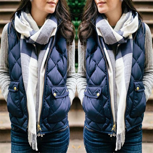 

fashion women winter slim cotton warm vest coat solid sleeveless jacket vest waistcoat 5 colors1, Black;white