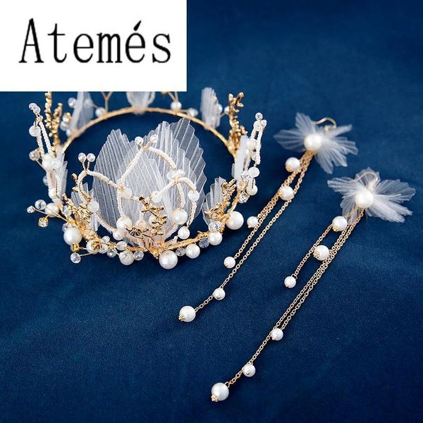 

korean bridal headdress white gauze round crown set super xiansen hair adornment princess performance accessories, Silver