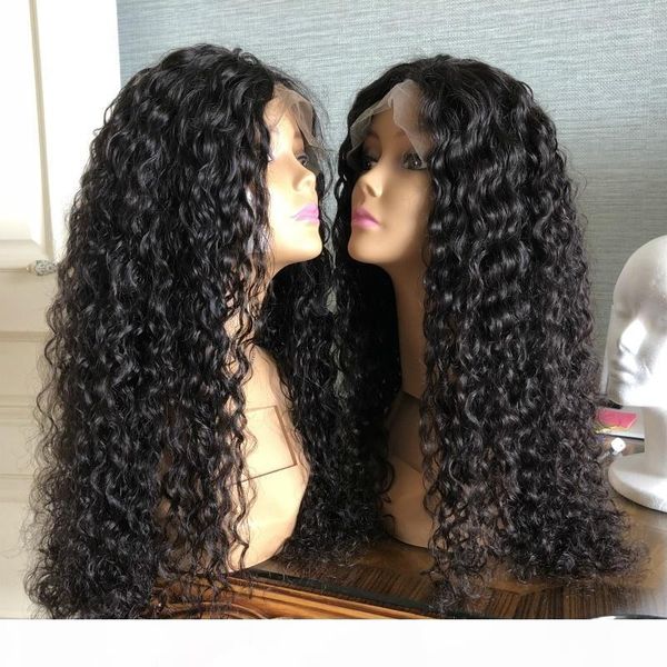 

curly wig brazilian lace front human hair wigs with pre plucked bleached knots lace front wig remy hair full end, Black;brown