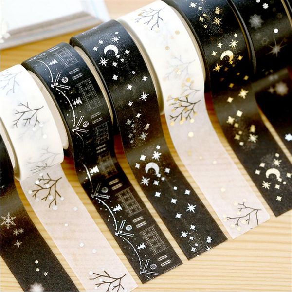 

5Pieces/Lot 1PC 15mm*5m Golden Silver Stars Washi Tape Album Scrapbook DIY Custom Adhesive Tape Office adhesive Sticker Masking Washi T 2016