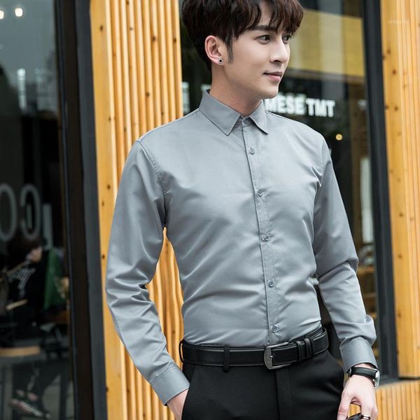 

brand new korean version of slim suit men's solid color shirt fashion casual plus size men's long sleeve shirt 9 colors -5xl1, White;black
