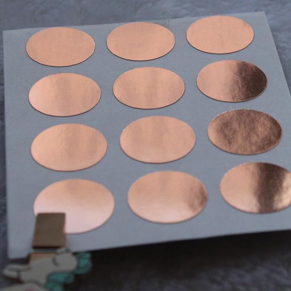 

gift wrap rose gold foil dots sticker round