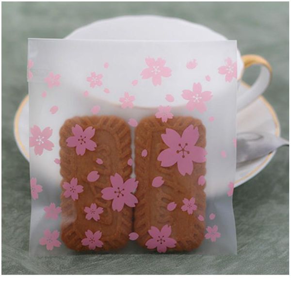 

100pcs plastic gift packing bag candy biscuits bread baking cookies self-adhesive flower bag for wedding birthday par bbynet