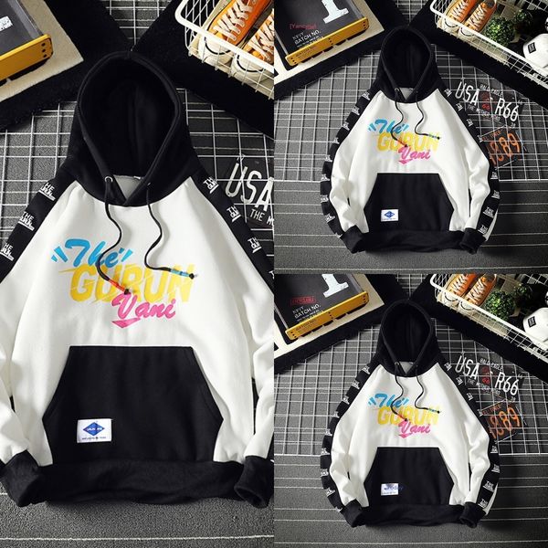 

hooded men 2020 new fashion brand autumn hip hop loose student sweater sweater korean version trend vb7in, Black