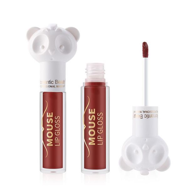 

romantic beauty 6 colors matte lip gloss mouse shape lip glaze velvet moisture long-lasting non-stick cup smooth lip gloss 72pcs/lot dhl