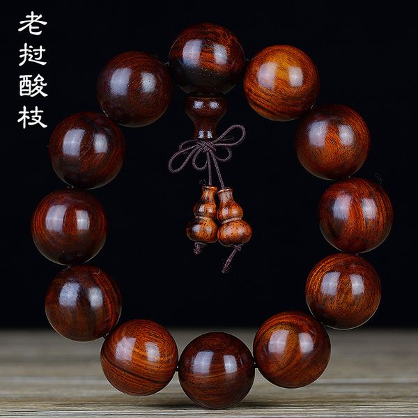

laotian red sour twig bracelet with buddhist beads for men and women, Black