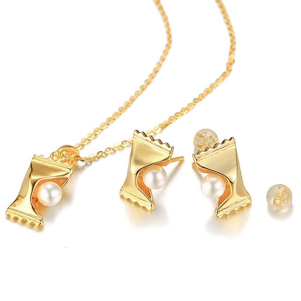 

925 silver needle pearl candy necklace earrings designed by designer niche