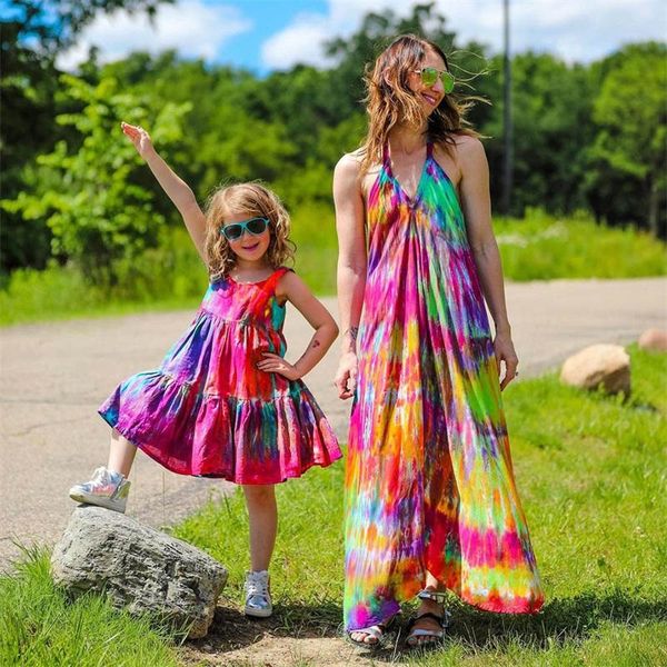 

girl's dresses rainbow summer girls dress sleeveless kids for birthday party holiday carnival bohemian toddler clothes, Red;yellow