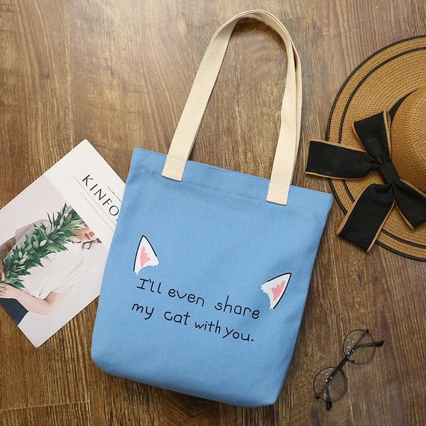 

fashion large capacity personalized printed canvas bag reusable one-shoulder tote bag student book shopping beach
