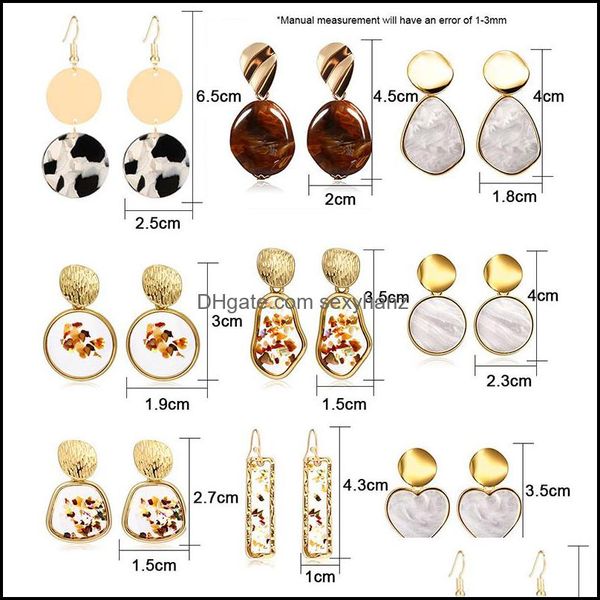 

charm earrings jewelry acrylic geometric round drop for women fashion statement vintage elegant female gold earring brincos delivery 2021 r8, Golden