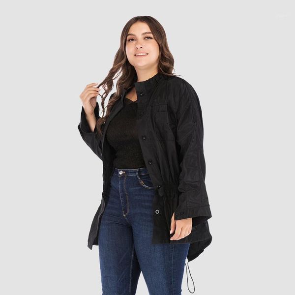 

plus size slim waist casual jacket women all match coat 2020 spring and autumn new arrival1, Black;brown