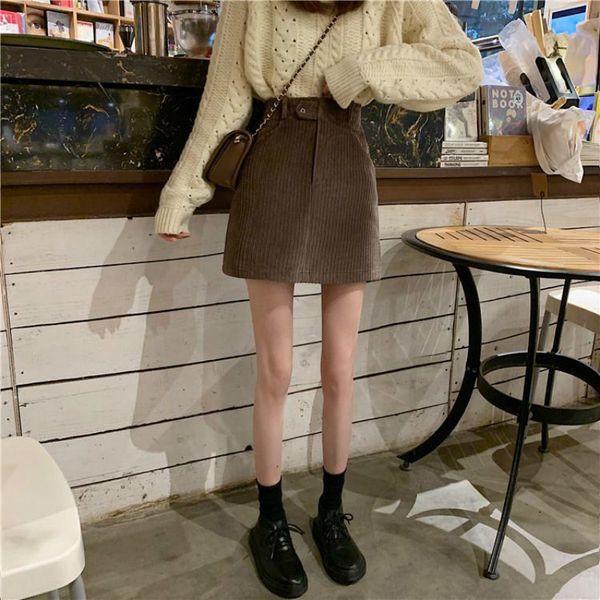 

new 2021 skirts of women with high women's tiny velvet pockets solid skirt chic in elegant fashion comfortable leisurely y426 xcbt xon8, Black