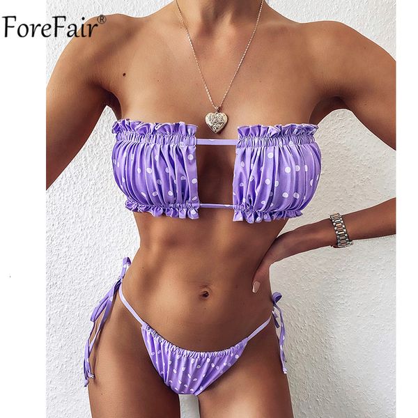 

forefair bandage 2020 bikini summer women high wairt set swimsuit leopard print push up thong swimwear, Black