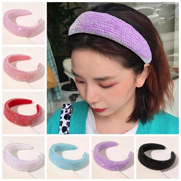 

crystal designer headband diamond padded head hoops bling rhinestone head sticks luxurious headwear girls hair accessories 200pcs dw6000, Slivery;white