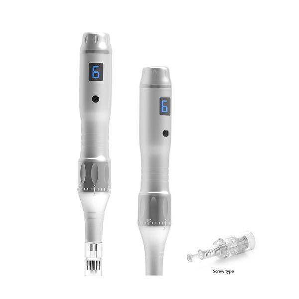 

screw port microneedle pen exfoliate shrink pores device electric micro needle pen therapy for skin care