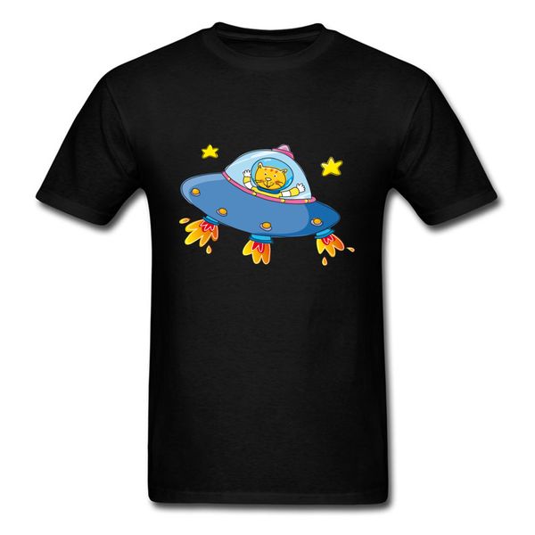 

ufo cartoon cat astronaut tee shirt 2018 novelty design men black t shirt short sleeve gift personalized sport hooded sweatshirt hoodie