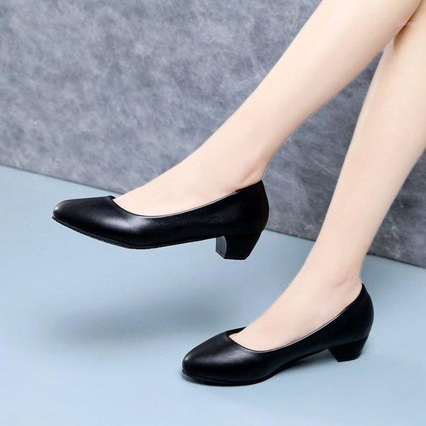 

dress shoes summer women pointed toe slip on low heel pu leather work party office business black large size woman pumps1