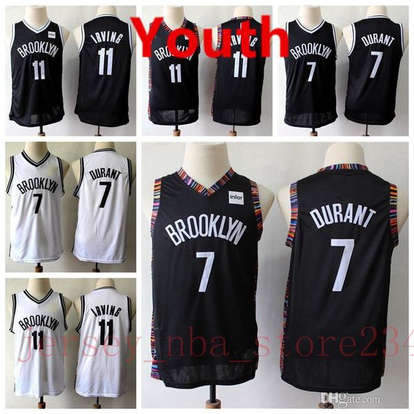 

kids 11 kyrie irving vancouver brooklyn black white jersey 7 kevin durant city basketball edition stitched vintage jersey, Blue;black
