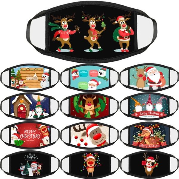 

dhl shipping adults chrismas party masks washable face mask santa claus printed mouth cover protection xams party gift kimter-x801fz