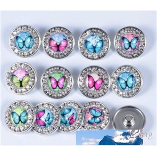 

18mm factoryldz6mix snaps new fashion styles rivca jewelry rhinestone butterfly metal snap button charm fit bracelets no