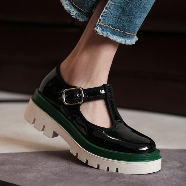 

2021 новая весенняя женская кожаная кожаная обувь натуральных каблуках женщина 39 5g3i, Black