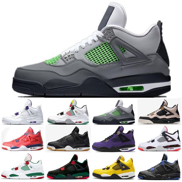 

men outdoor shoes 4 4s union noir guava ice sail neon metallic purple outdoors sneakers black cat bred fire red trainers